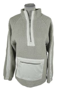 Dámská šedo-bílá huňatá oversized bunda Boohoo 