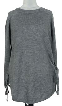 Dámský šedý svetr s mašlemi Shein 