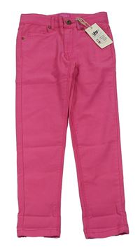 Neonově růžové plátěné skinny kalhoty Joules