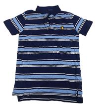 Tmavomodro-modro-bílé pruhované polo tričko Next