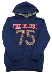 Tmavomodrá mikina s číslem a kapucí 