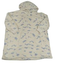 Nové- Smetanovo-modrá chlupatá oversize mikina s kapucí M&S