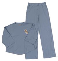 2set - Světlemodré crop triko s logem + široké tepláky 