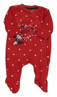 Červený puntíkovaný fleecový overal s Minnie Disney + George 