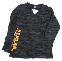 Černé melírované triko s nápisemDopodopo