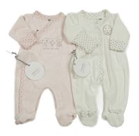 Nové - 2x sametový overal s kočkou bílý+ růžový Absorba