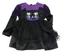 Kostým- černo-fialové šaty s kočkou 