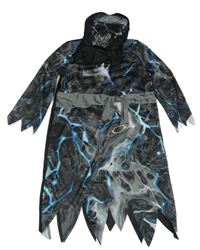 Nové - černo-šedo-modrá tunika+ kukla s lebkou F&F