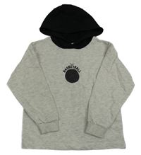 Světlešedá melírovaná mikina s míčem a kapucí Kiabi