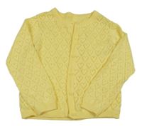 Žlutý perforovaný propínací svetr se srdíčky Matalan