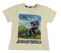 Smetanové tričko s dinosaurem z flitrů H&M