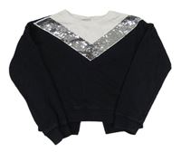 Bílo-černá crop mikina s překlápěcími flitry Matalan