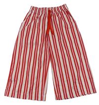 Červeno-bílé pruhované culottes kalhoty 