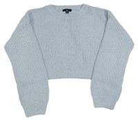 Světlemodrý žebrovaný crop svetr New Look