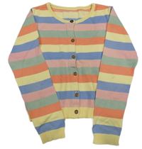 Barevný pruhovaný propínací crop svetr