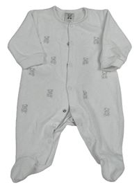 Bílý sametový overal s medvědy