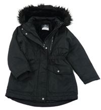 Černá šusťáková zimní parka s kapucí s kožešinou George