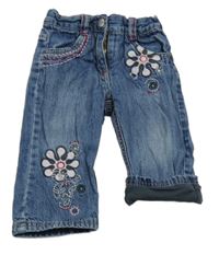 Modré podšité rifle s výšivkami Topolino