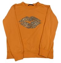 Oranžová mikina s rty Shein