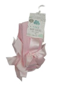 Nové - 4x světlerůžové ponožky s mašlí 