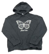 Tmavošedá lehká mikina s motýlem a kapucí Dopodopo