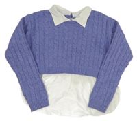 Fialový crop svetr se všitou halenkou Primark