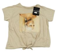 Nové - Béžové tričko Ariana Grande 