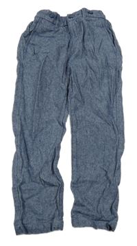 Tmavomodré melírované plátěné chino kalhoty H&M