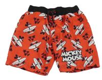 Červené plážové kraťasy s Mickeym Disney