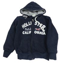 Tmavomodrá propínací mikina s kapucí Hollister
