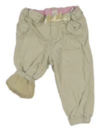 Béžové podšité manšestráky s mašlí H&M