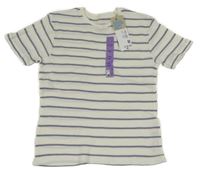 Nové - bílo-lila pruhované žebrované tričko Primark