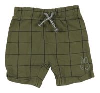 Khaki kostkované teplákové kraťasy s Miffym 