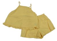 2set - Žlutý krepový top + kraťasy H&M