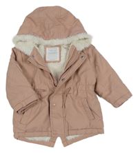Růžová šusťáková zimní parka s kapucí Primark