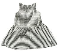 Bílo-černé pruhované bavlněné šaty H&M