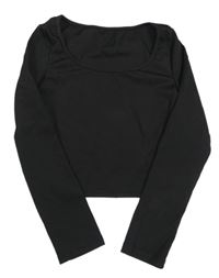 Černé žebrované crop triko Shein