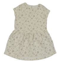 Smetanové teplákové šaty s kytičkami Zara