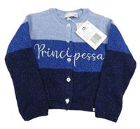 Nové - Tmavomodro-modro-světlemodrý propínací svetr s nápisem Chicco