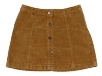 Béžová sametová manšestrová propínací sukně Zara