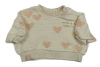 Smetanová žebrovaná oversize mikina se srdíčky George 