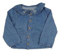 Modrá riflová halenka s kytičkami a límcem George