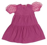 Růžové šaty s organzovými rukávy Tu