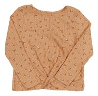 Oranžový žebrovaný lehký svetr s překřížením 