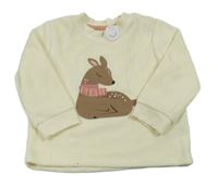 Nové - Smetanová plyšová mikina se srnkou Topomini