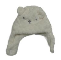 Bílá vzorovaná plyšová čepice s medvídkem Kiabi 