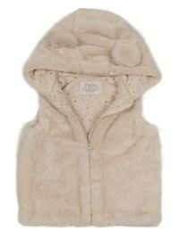 Světlerůžová kožešinová zateplená vesta s kapucí F&F