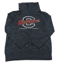 Tmavomodrá melírovaná mikina s nápisem a rolákem Yigga