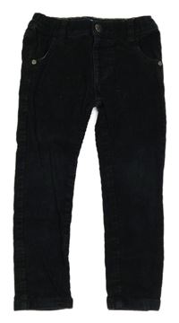 Tmavomodré manšestrové slim kalhoty F&F