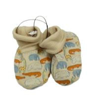 Nové - Béžové teplákové capáčky se zvířátky vel. 18